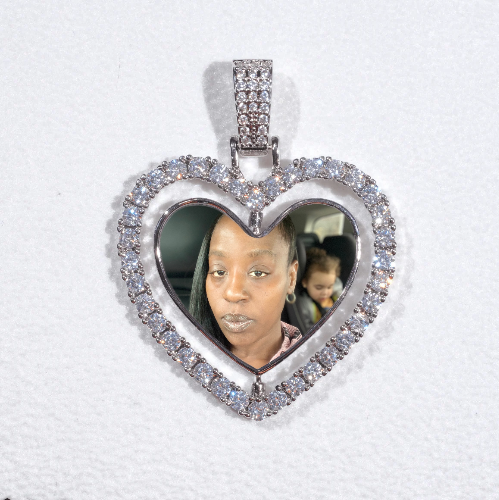 3D Spinning 2-Faced Heart Custom Picture Pendant