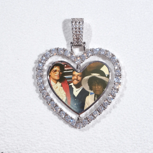 3D Spinning 2-Faced Heart Custom Picture Pendant