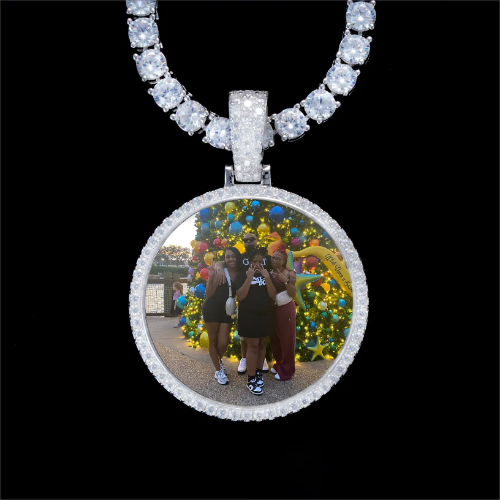 925S & VVS Moissanite 3D Circle Custom Picture Pendant