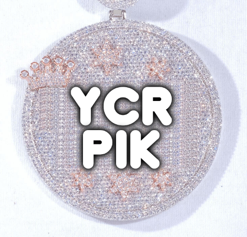 CUSTOM LETTER NECKLACE 3D BIG CROWN DISC