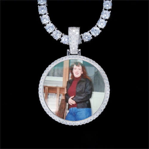 925S & VVS Moissanite 3D Circle Custom Picture Pendant