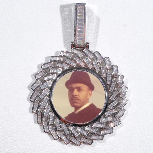 Large 3D Baguette Custom Picture Pendant