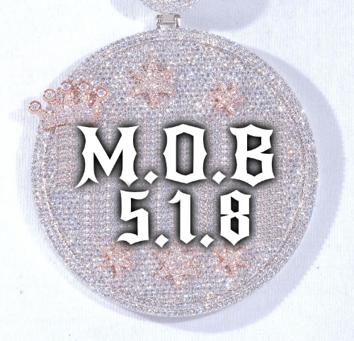 CUSTOM LETTER NECKLACE 3D BIG CROWN DISC