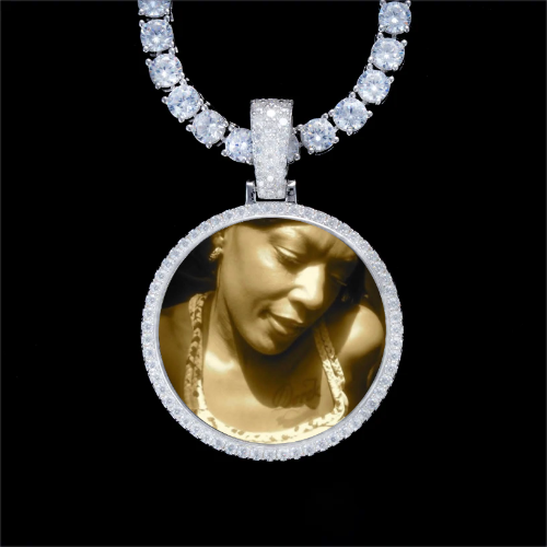 925S & VVS Moissanite 3D Circle Custom Picture Pendant