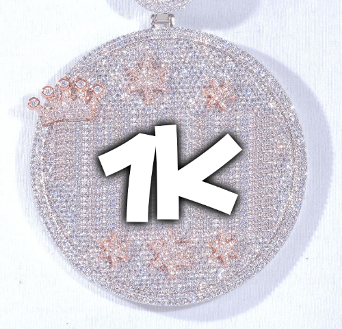 CUSTOM LETTER NECKLACE 3D BIG CROWN DISC