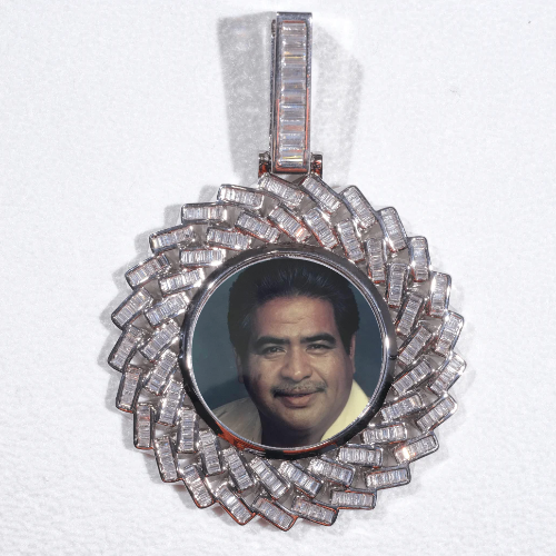 Large 3D Baguette Custom Picture Pendant