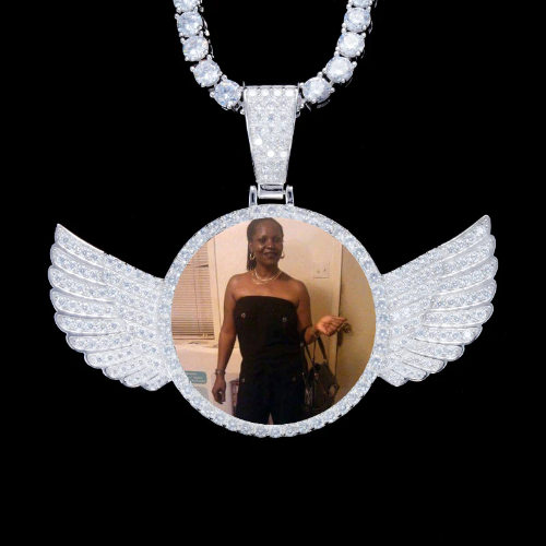 925S & VVS Moissanite 3D Wing Custom Picture Pendant