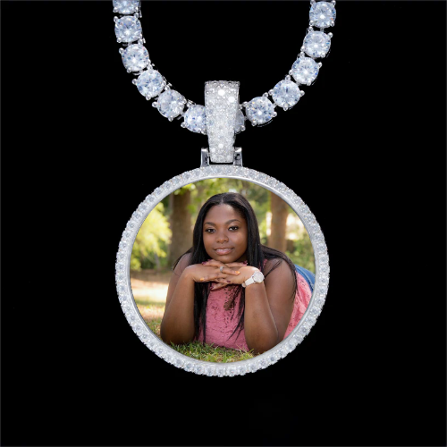 925S & VVS Moissanite 3D Circle Custom Picture Pendant