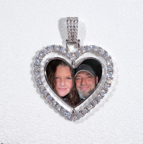 3D Spinning 2-Faced Heart Custom Picture Pendant