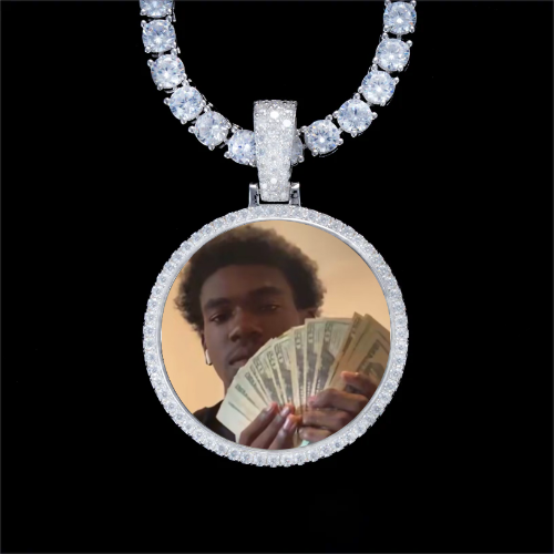 925S & VVS Moissanite 3D Circle Custom Picture Pendant