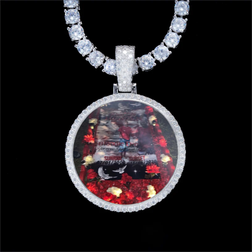925S & VVS Moissanite 3D Circle Custom Picture Pendant
