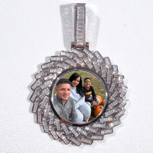 Large 3D Baguette Custom Picture Pendant