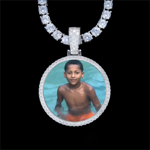 925S & VVS Moissanite 3D Circle Custom Picture Pendant