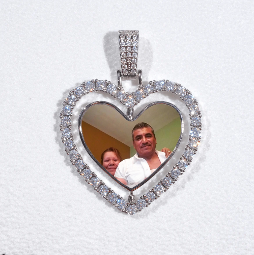 3D Spinning 2-Faced Heart Custom Picture Pendant