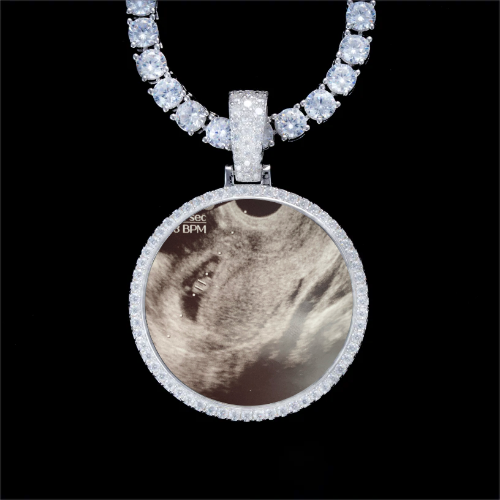 925S & VVS Moissanite 3D Circle Custom Picture Pendant