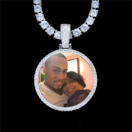 925S & VVS Moissanite 3D Circle Custom Picture Pendant