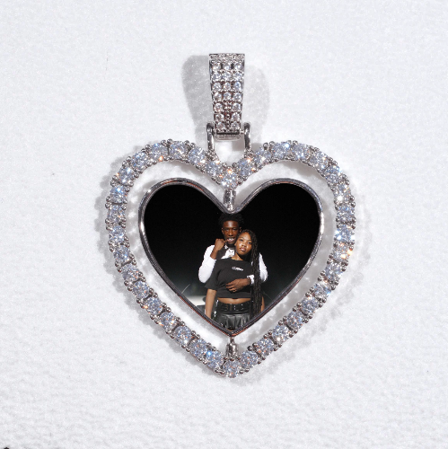 3D Spinning 2-Faced Heart Custom Picture Pendant