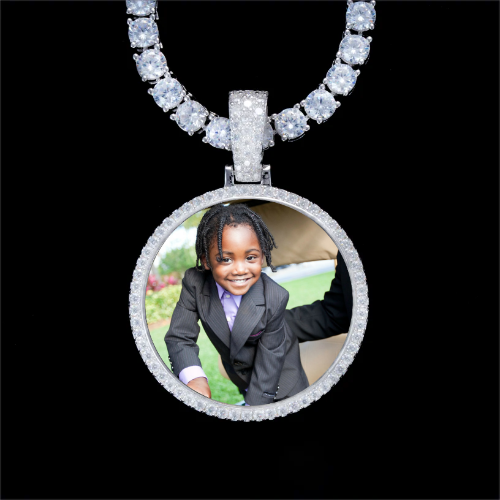 925S & VVS Moissanite 3D Circle Custom Picture Pendant