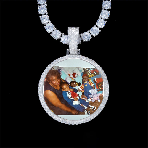 925S & VVS Moissanite 3D Circle Custom Picture Pendant