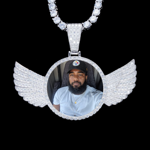 925S & VVS Moissanite 3D Wing Custom Picture Pendant