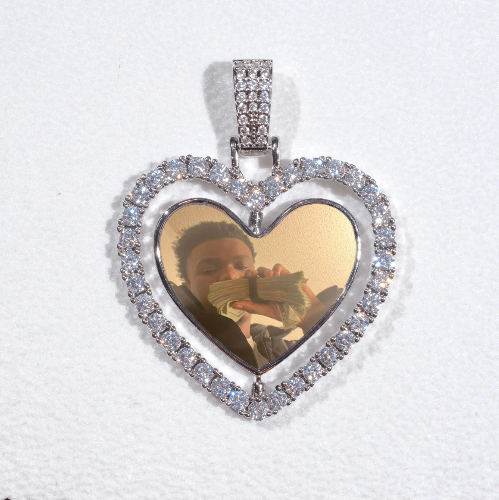 3D Spinning 2-Faced Heart Custom Picture Pendant