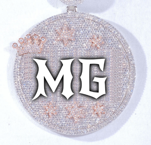 CUSTOM LETTER NECKLACE 3D BIG CROWN DISC