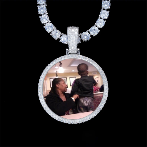 925S & VVS Moissanite 3D Circle Custom Picture Pendant