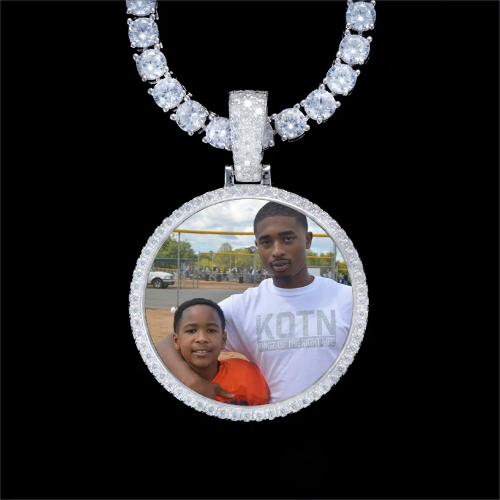 925S & VVS Moissanite 3D Circle Custom Picture Pendant
