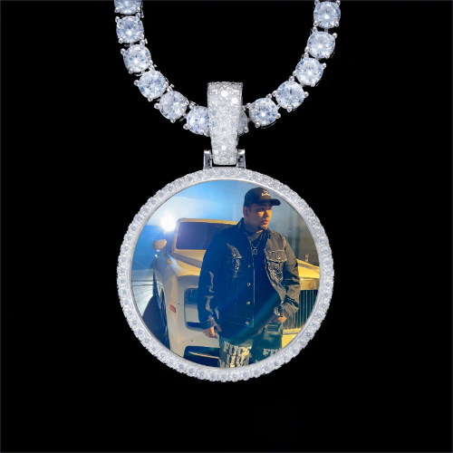 925S & VVS Moissanite 3D Circle Custom Picture Pendant
