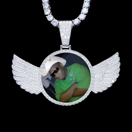 925S & VVS Moissanite 3D Wing Custom Picture Pendant