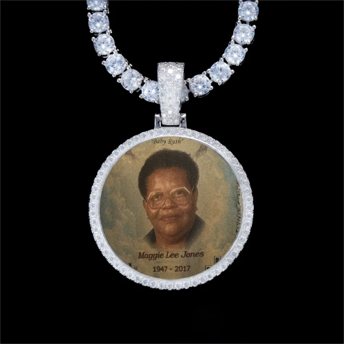 925S & VVS Moissanite 3D Circle Custom Picture Pendant