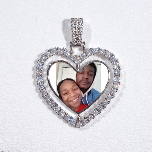 3D Spinning 2-Faced Heart Custom Picture Pendant