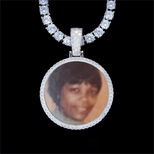 925S & VVS Moissanite 3D Circle Custom Picture Pendant