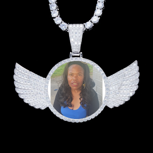 925S & VVS Moissanite 3D Wing Custom Picture Pendant