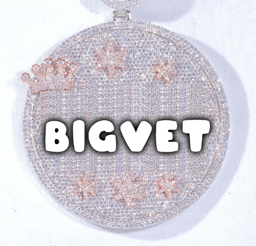 CUSTOM LETTER NECKLACE 3D BIG CROWN DISC