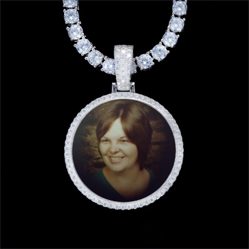 925S & VVS Moissanite 3D Circle Custom Picture Pendant