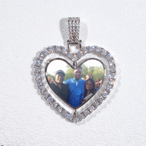 3D Spinning 2-Faced Heart Custom Picture Pendant