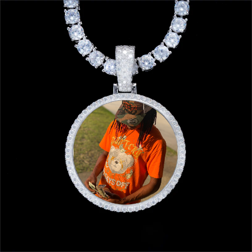 925S & VVS Moissanite 3D Circle Custom Picture Pendant
