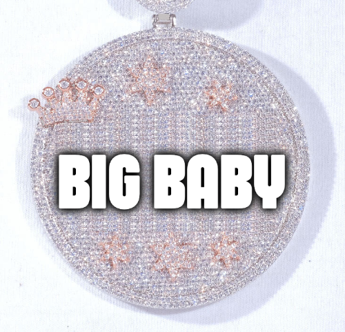 CUSTOM LETTER NECKLACE 3D BIG CROWN DISC