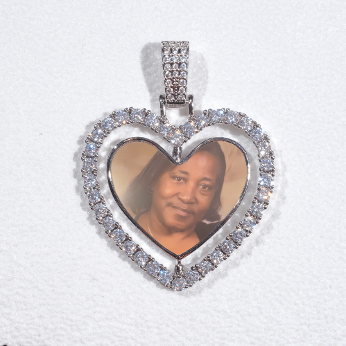 3D Spinning 2-Faced Heart Custom Picture Pendant