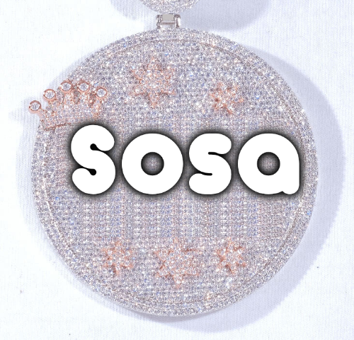CUSTOM LETTER NECKLACE 3D BIG CROWN DISC