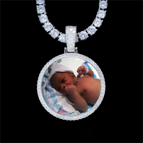 925S & VVS Moissanite 3D Circle Custom Picture Pendant