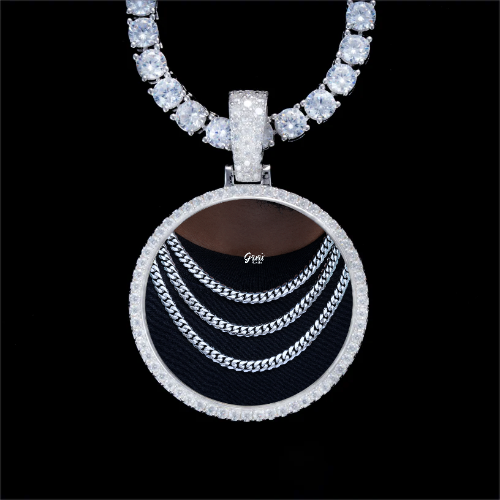 925S & VVS Moissanite 3D Circle Custom Picture Pendant