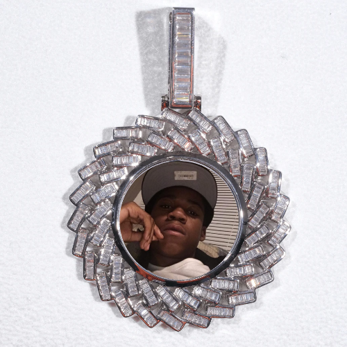 Large 3D Baguette Custom Picture Pendant