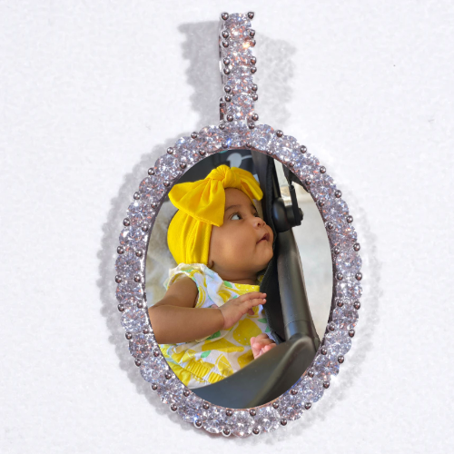 Large 3D Oval Custom Picture Pendant