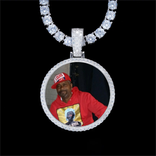 925S & VVS Moissanite 3D Circle Custom Picture Pendant
