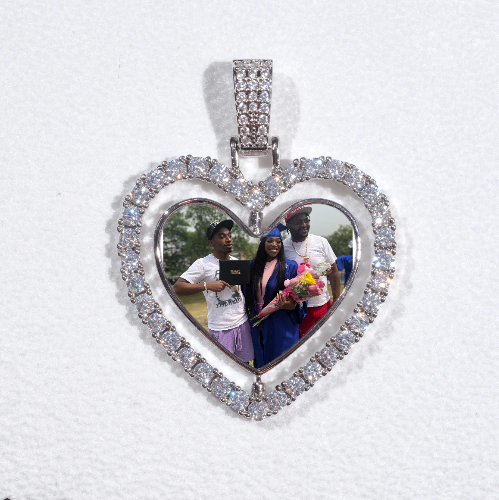 3D Spinning 2-Faced Heart Custom Picture Pendant