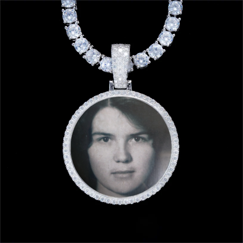 925S & VVS Moissanite 3D Circle Custom Picture Pendant