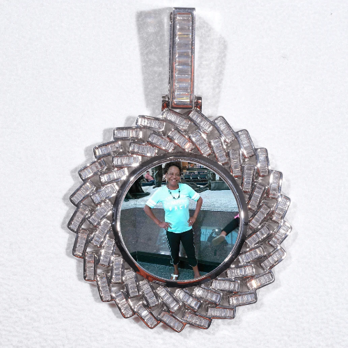 Large 3D Baguette Custom Picture Pendant