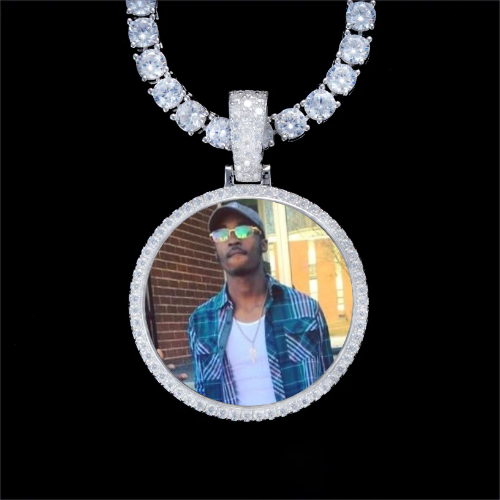 925S & VVS Moissanite 3D Circle Custom Picture Pendant
